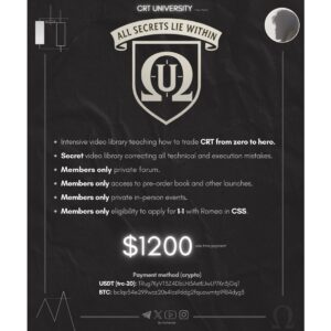 CRT University course cover showing trading education