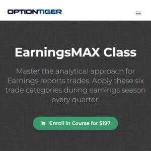 Cover image for Option Tiger EarningsMAX Course showing course title and options trading