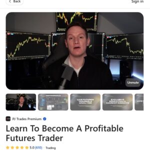 PJ Trades Premium cover showing live futures trading